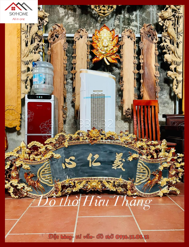 Hoành phi gỗ phòng thờ chữ Nghĩa nhân tâm